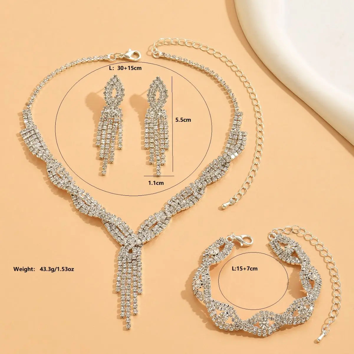 4-piece Wedding Season WOMEN'S High-end Claw Chain Necklace with Earrings and Bracelet Set, Banquet and Party Accessories