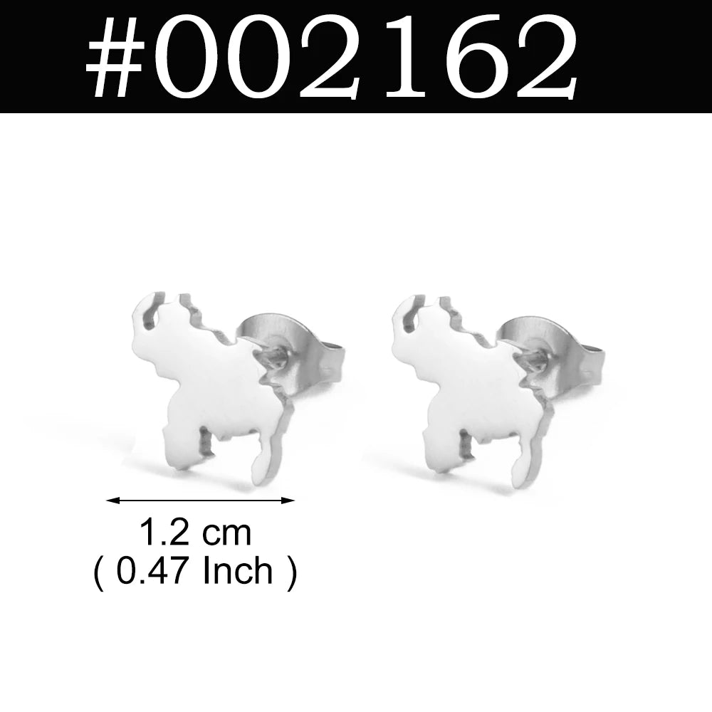 Venezuela,Afghanistan,Lebanon Cedar,Madagascar,India Punjab,Trinidad and Tobago Stud Earrings Stainless Steel Jewelry #505621