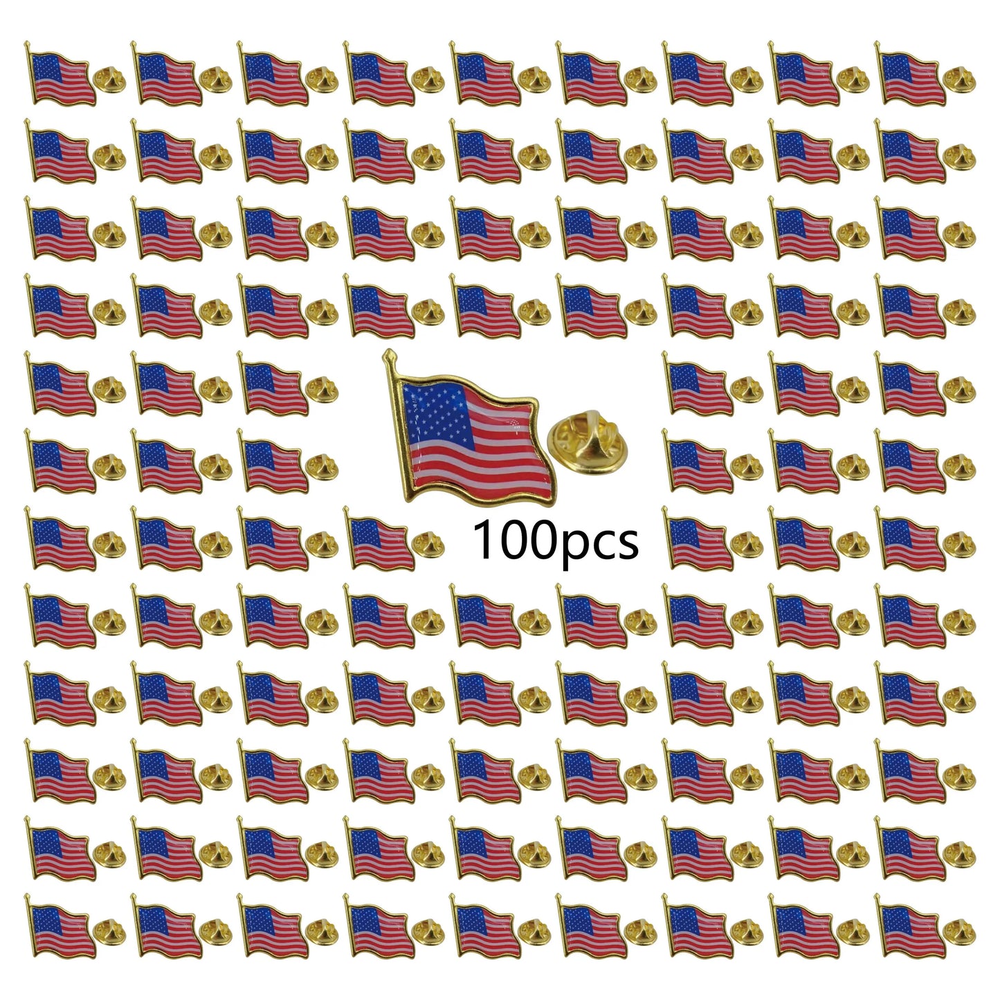10/20/100pcs American Flag Waving Lapel Pins United States USA Badge Pin Patriotic Enamel Suit Jacket brooches