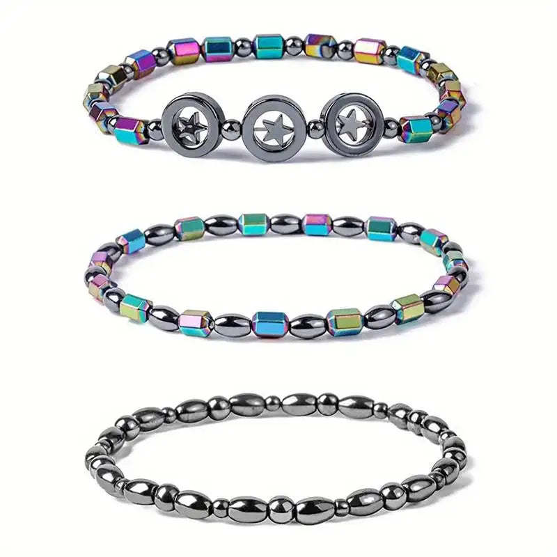 1/2/4/6Pcs Hematite Ankle Bracelet Colorful Elastic Anklet Bohemian Summer Beach Clothing Accessories Energy Hematite Jewelry
