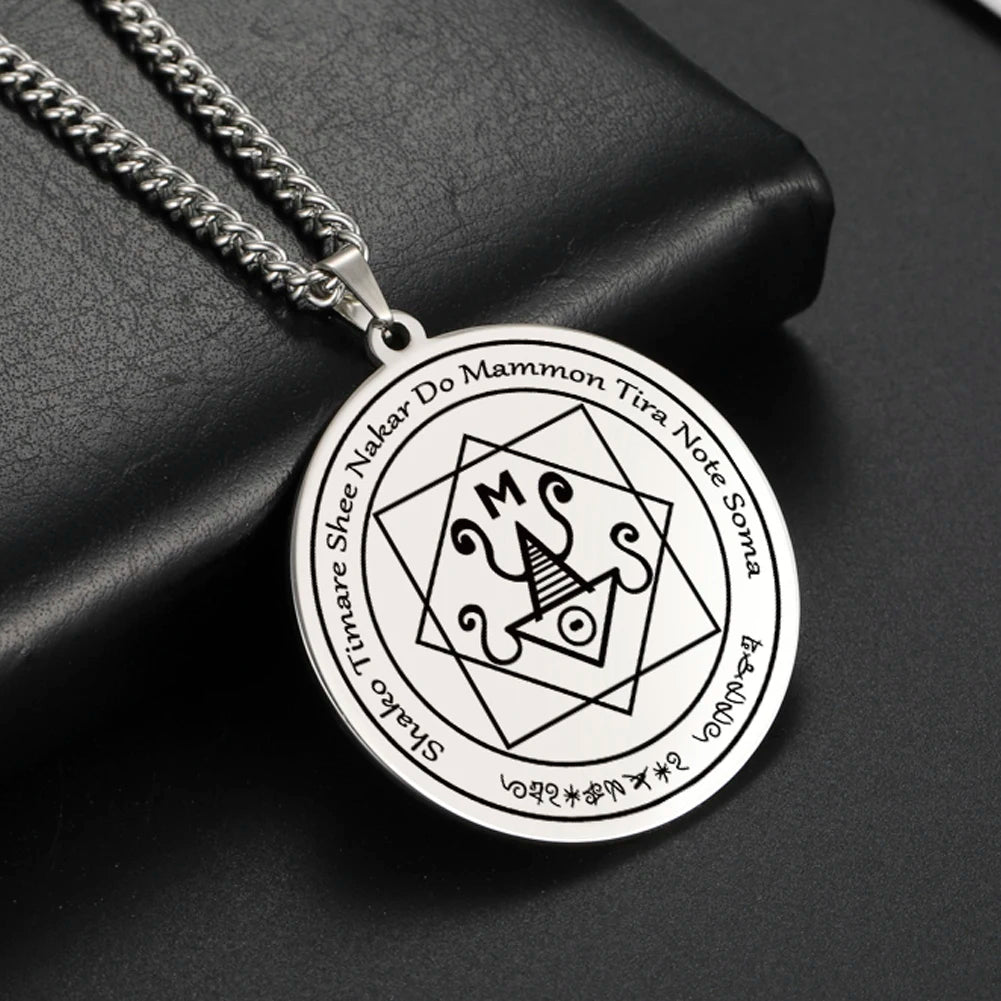 Dawapara Money Talisman of Mammon Pendant Necklace Wealth Abundance Amulet Spiritual Jewelry Stainless Steel Necklace