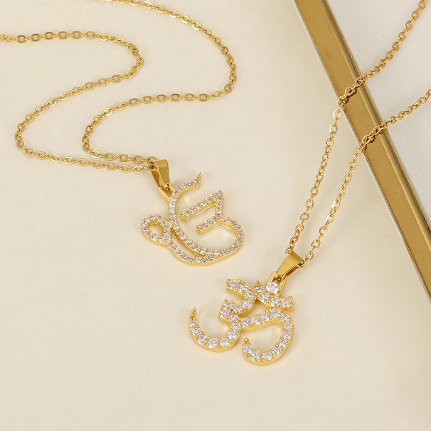 3D Personalized Punjabi Sikh Symbol Necklace Copper Material Hindi Hindu Jewelry Exquisite Religious Symbol Pendant
