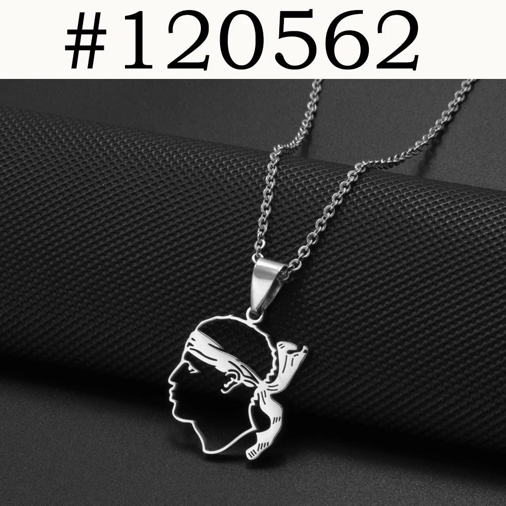 2025 NWE Corsica Flag Pendant Necklaces Sardinia Jewelry for Women Girl Stainless Steel Corse Sardegna #120462