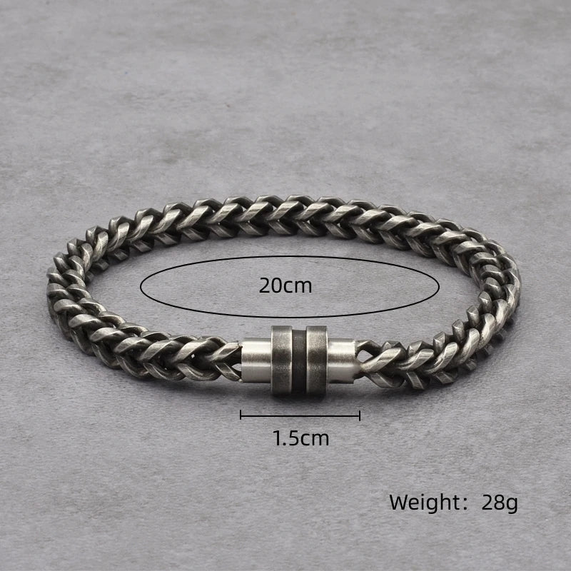Vintage Chain Link Men Bracelet Handmade Punk Rock Stainless Steel Punk Bracelets Male Hand Jewelry Boyfriend Accessories