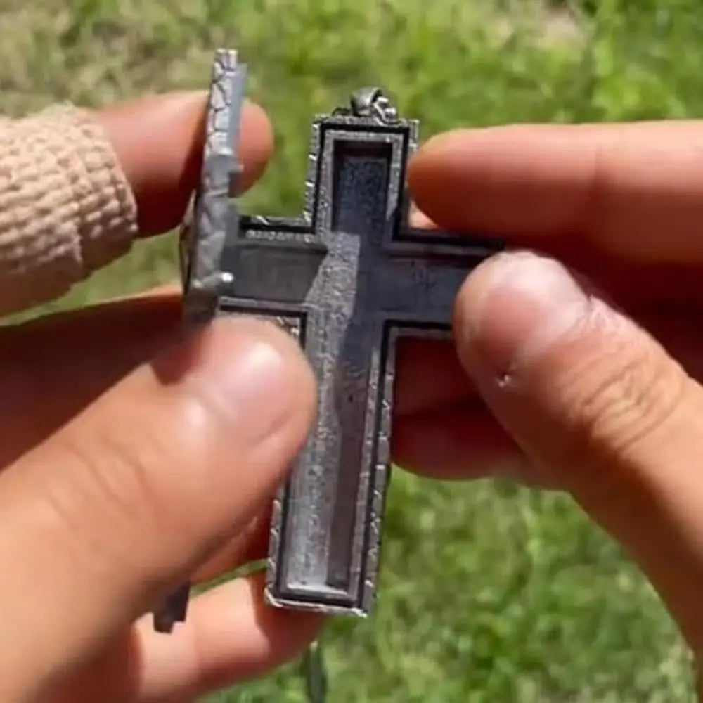 Vintage Cross Pendant Necklace with Secret Compartment Cross Necklace 3D Printed Charm Jewelry Necklace for Women Men