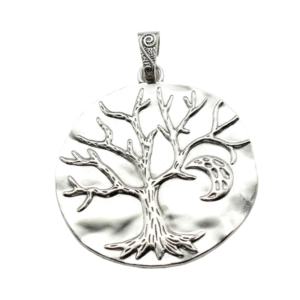 WYSIWYG 1pcs 71x64mm Tibetan Silver Color Large Tree Life & Moon Charms Pendants For Necklace Jewelry Making Findings