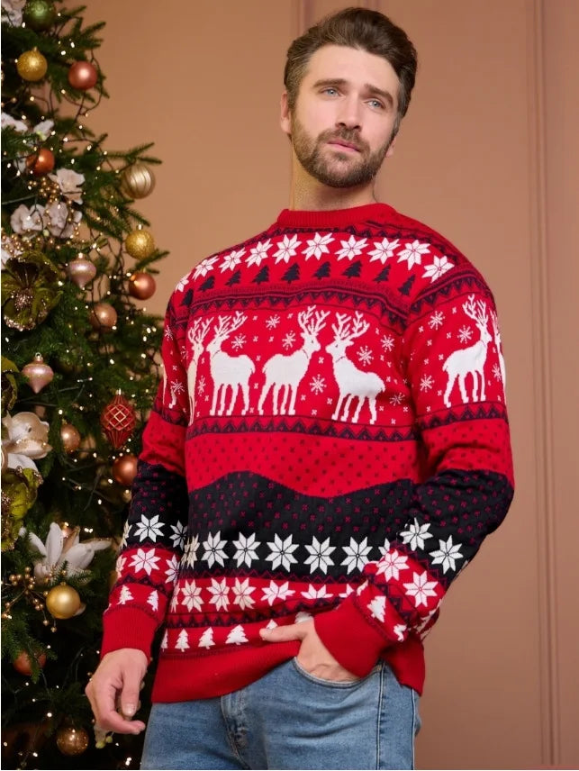 2025 New Women Men Kids Christmas Sweaters Casual Soft Jumpers Warm Thicken Matching Outfits Pullover Knitwear Xmas Family Look