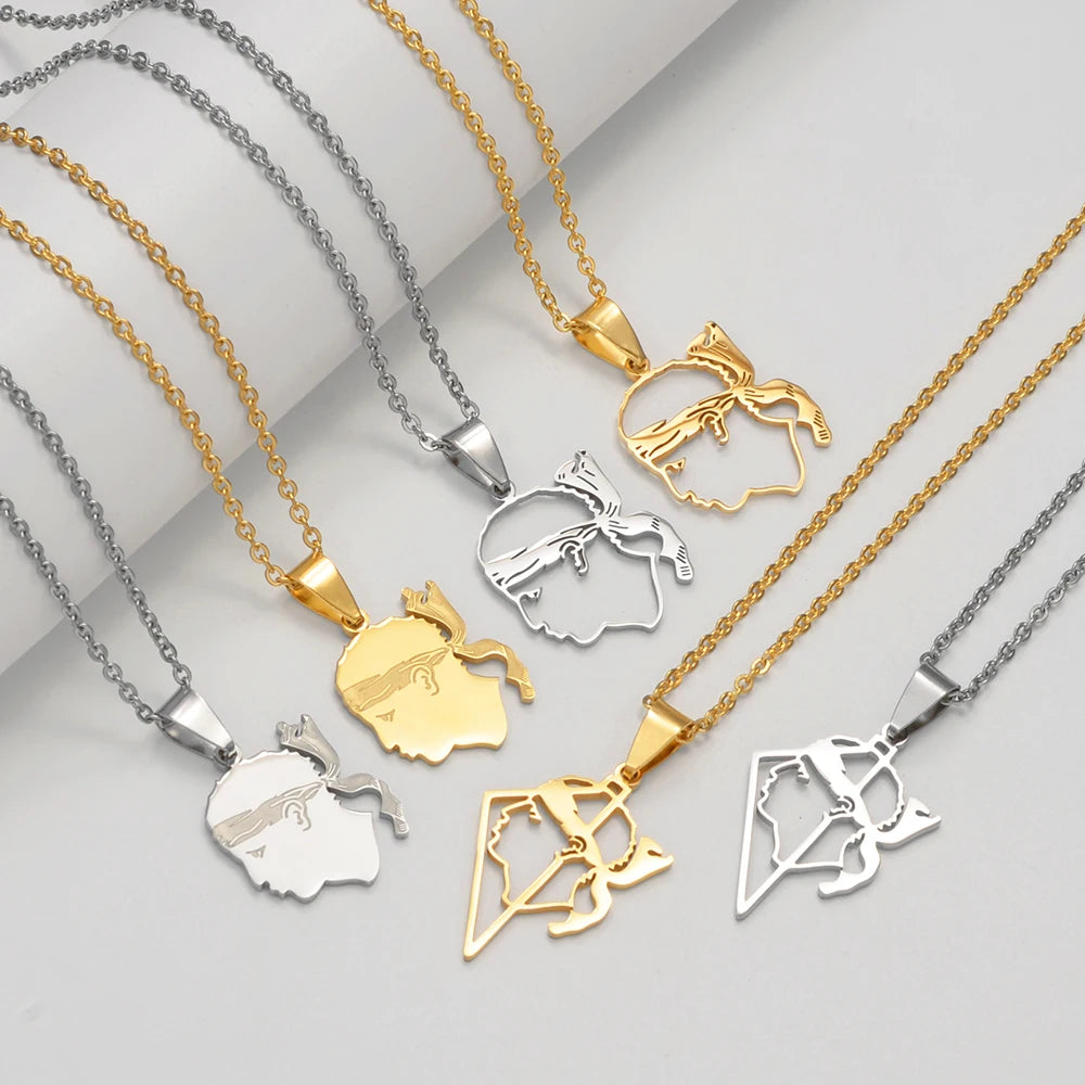2025 NWE Corsica Flag Pendant Necklaces Sardinia Jewelry for Women Girl Stainless Steel Corse Sardegna #120462