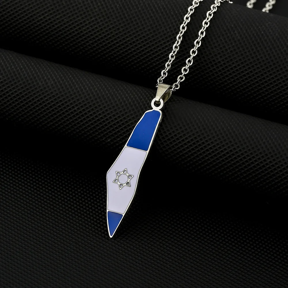 2024 new fashion stainless just Israel six stars map flag pendant necklace temperament everything collarbone chain birthday anni