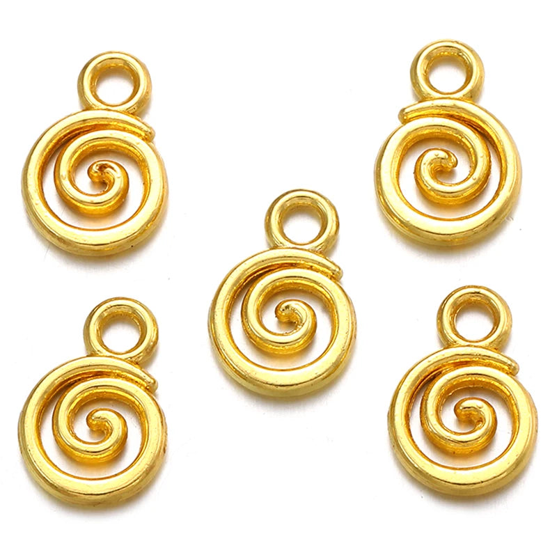 40pcs 6Color Swirl Charms Alloy Metal Pendants For DIY Handmade Jewelry Accessories Making 8*11mm B206