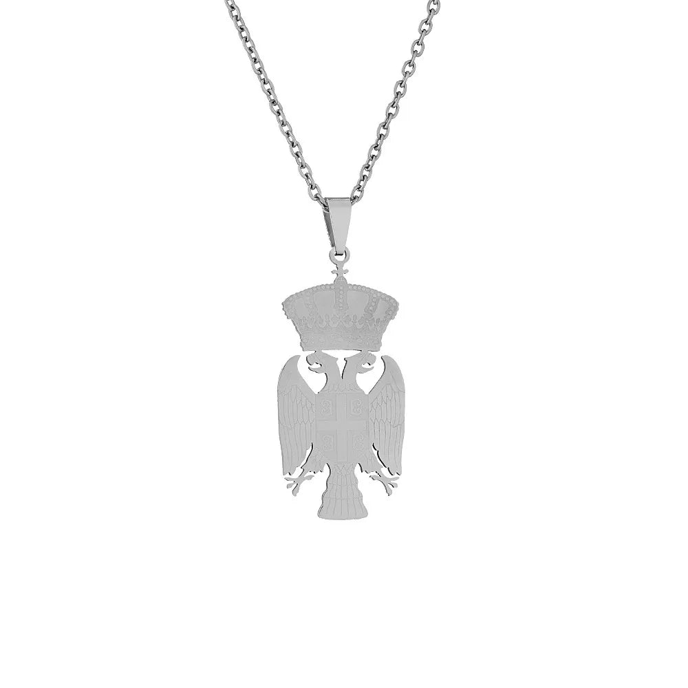 2024 new fashion stainless steel Republic of Serbia eagle pendant necklace temperament everything collarbone chain birthday anni
