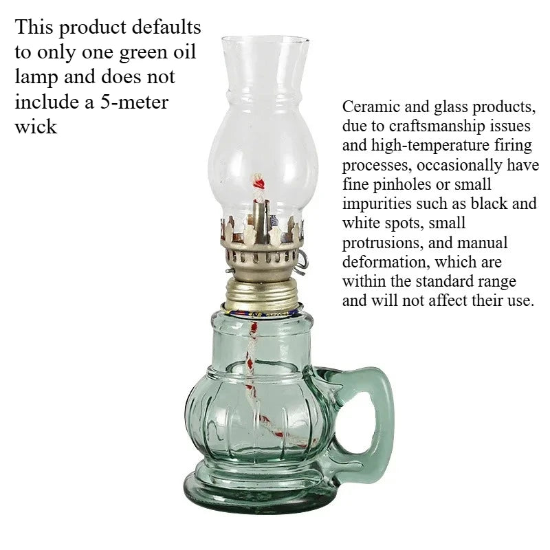 1 Retro Kerosene Candle Holder Windproof Oil Lamp with Glass Cover, Suitable for Emergency Lighting and Indoor Decoration