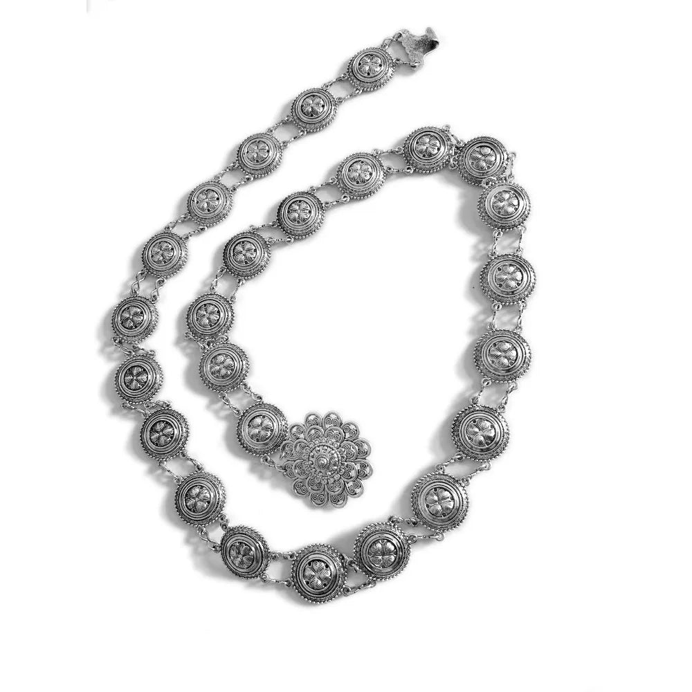 Vintage Style Turkish Gypsy Silver Plated Alloy Belly Waist Chain for Women Beach Belt Party Body Chain Jewelry Body