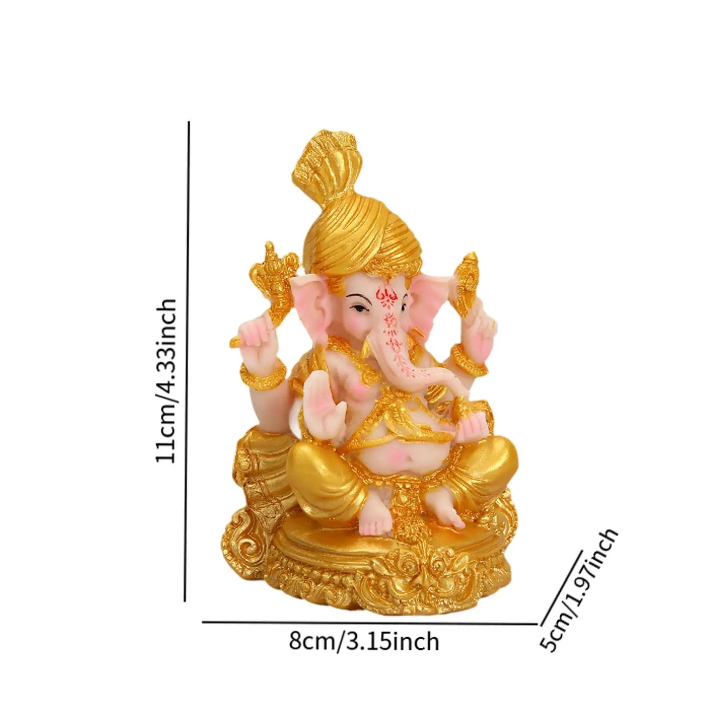 Ganesha Sitting Buddha Statue Decorative Collectible Handmade Craft Sculpture for Living Room Bedroom Home Bookshelf Office