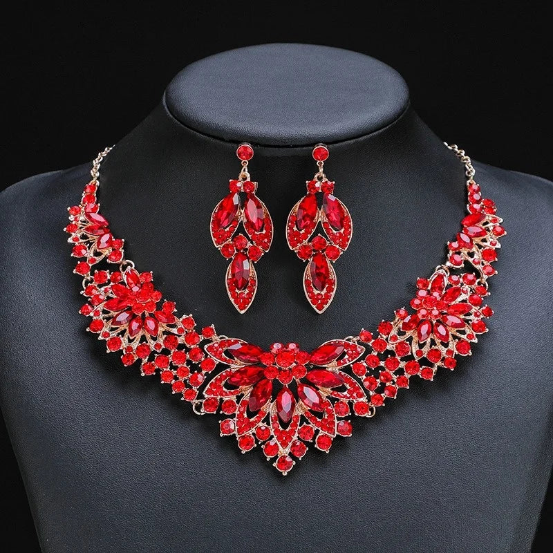 Vintage Necklace Set Women's 2-piece Set Leaves Flowers Exaggerated Bridal Accessories