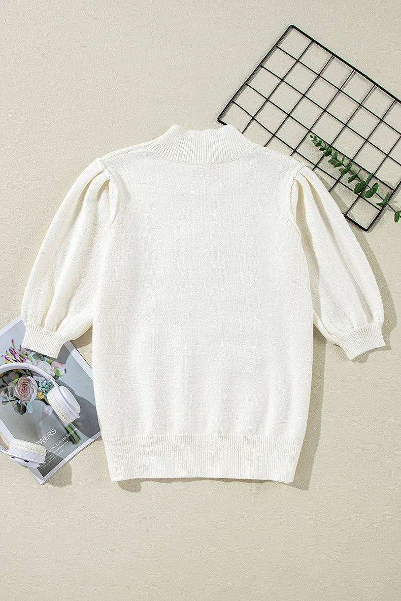 2025 New Winter Women Christmas Sweater Half Sleeve Turtleneck Knitted Pullover Tops Warm Soft Jumpers Female Knitwear Xmas Look