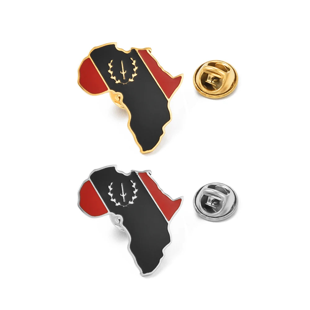 Anniyo 2.9CM African American Map Flag Brooch Stainless Steel Brooches Jewelry For Women Men #543662