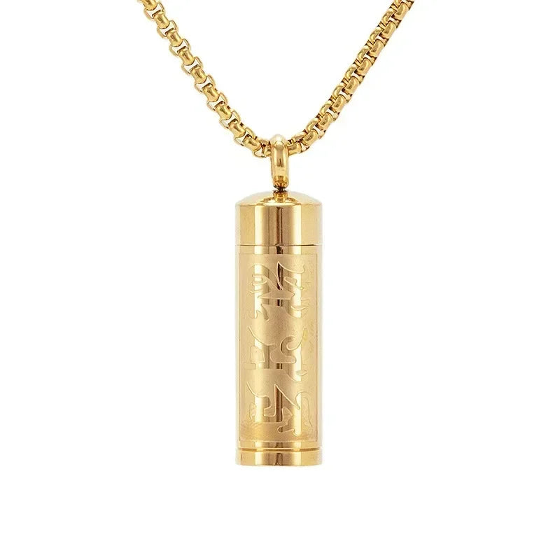 Vintage Stainless Steel Essential Oil Bottle Pendants Urn Wishing Bottle Necklace Religious Amulet Couple Party Jewelry
