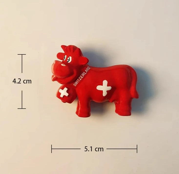 Swiss Dairy Cows Hand-painted 3D Fridge Magnets Switzerland Souvenirs Refrigerator Magnetic Stickers Gift