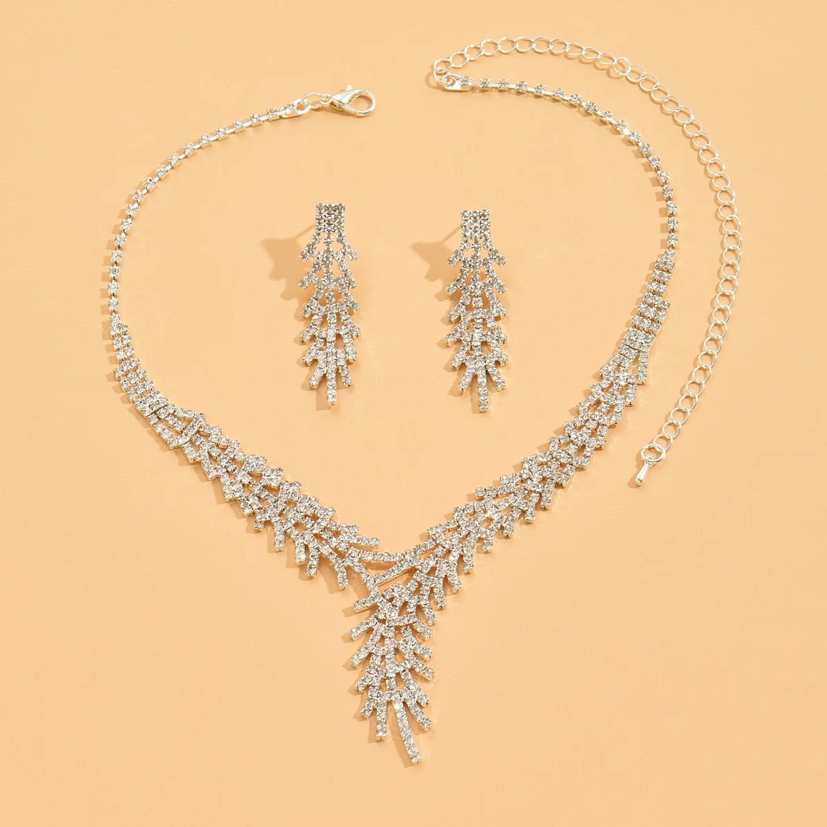 3PC Women's Fashion Trend Claw Chain Series Mimosa Flower Earrings Necklace Jewelry Set Wedding Banquet Party Holiday Gift