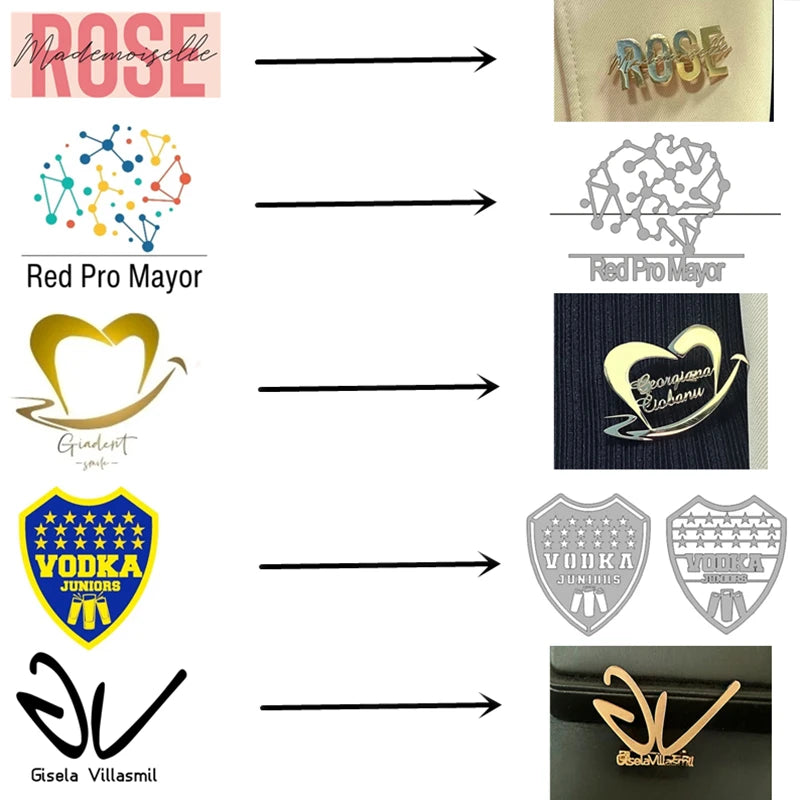 Customized Brooch Stainless Steel Collar Pin Gift Badges Personalized To map customization Team Logo For Commemorate Party Gift