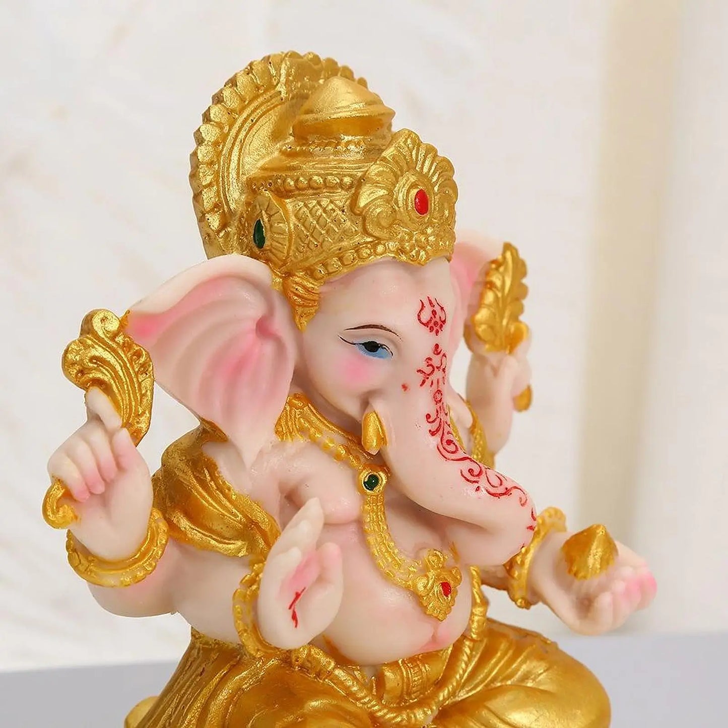 Ganesha Sitting Buddha Statue Decorative Collectible Handmade Craft Sculpture for Living Room Bedroom Home Bookshelf Office