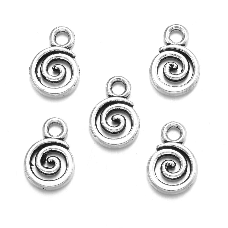 40pcs 6Color Swirl Charms Alloy Metal Pendants For DIY Handmade Jewelry Accessories Making 8*11mm B206