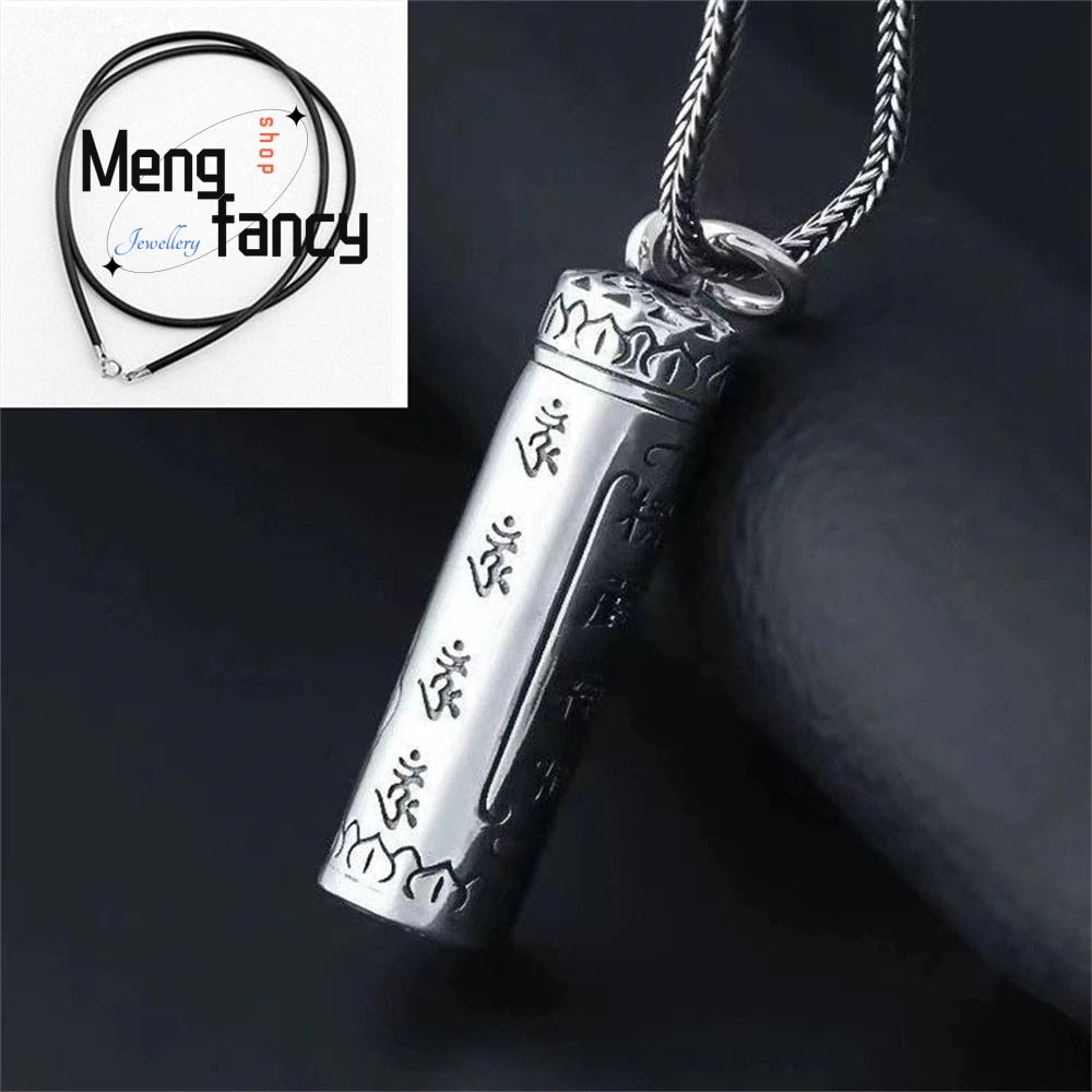 Vintage Ethnic Style Sterling Silver Simple Fashion Shurangama Mantra Buddha's Hand Wu Box Pendant Mascot Exquisite Holiday Gift