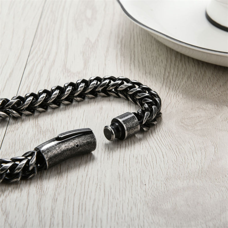 Vintage Chain Link Men Bracelet Handmade Punk Rock Stainless Steel Punk Bracelets Male Hand Jewelry Boyfriend Accessories