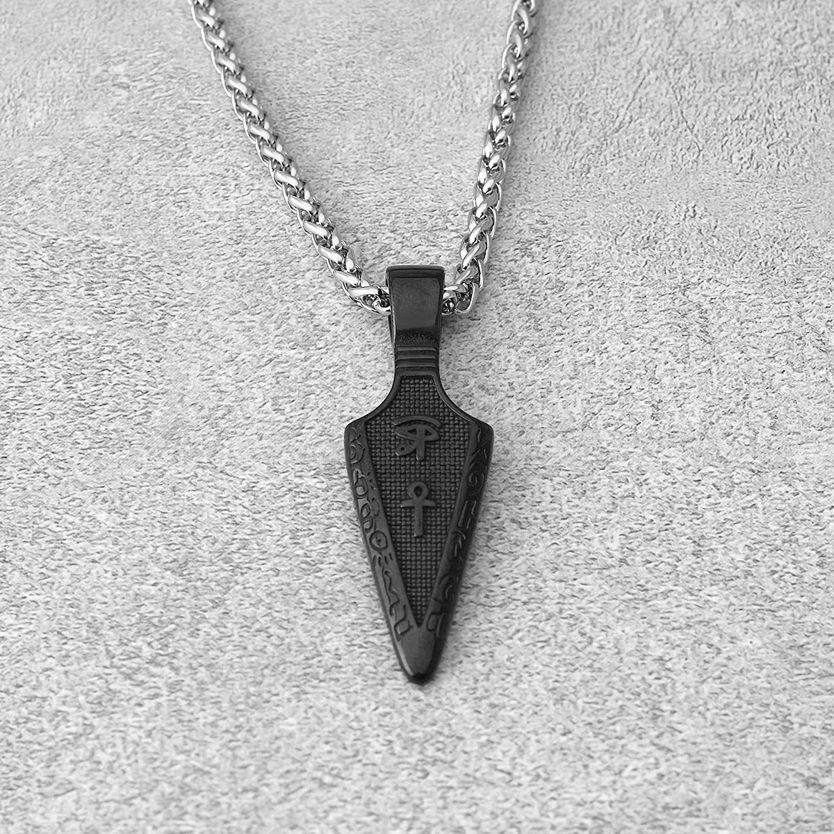 Viking Stainless Steel Gold Color Spear Pendant Necklace Scandinavian Rune Amulet Black Necklace Jewelry Men's Punk Hip Hop Gift