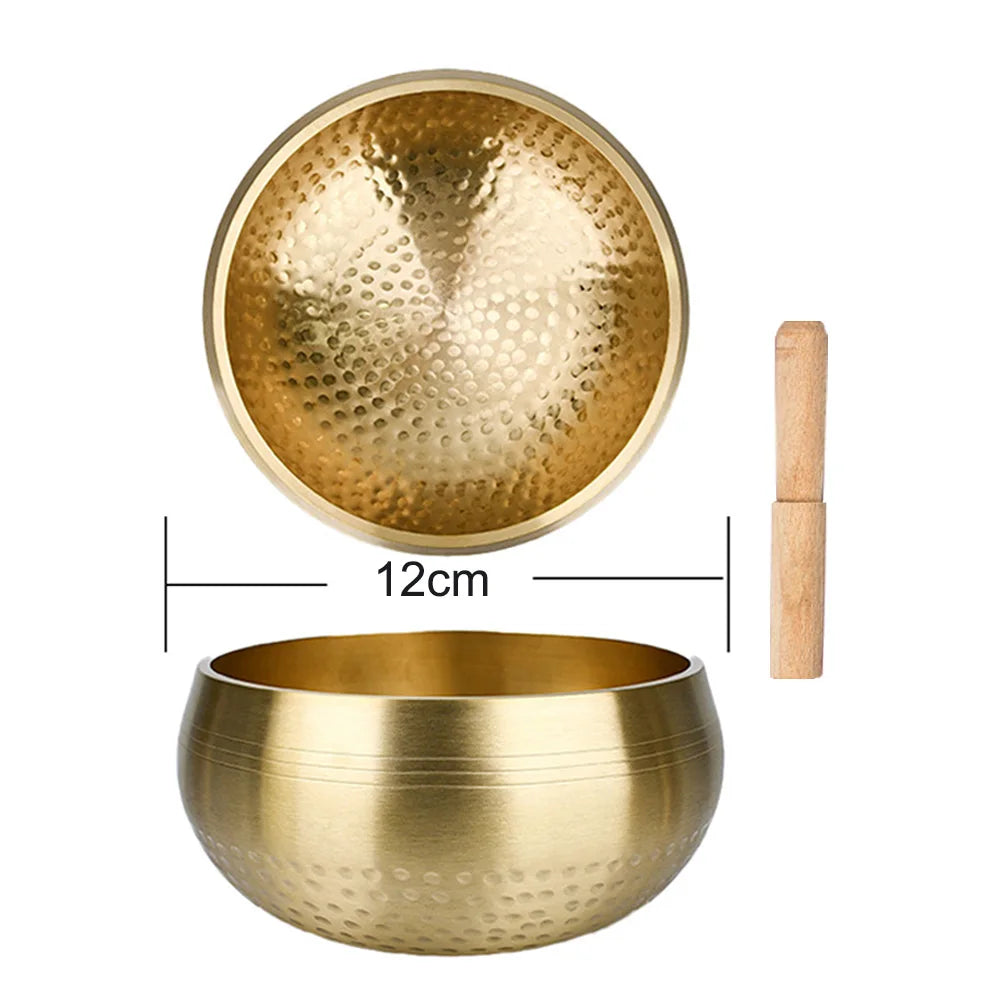 Tibetan Brass Singing Bowl Sanskrit Yoga Meditation for Sound Handmade Healing Stress Relief Buddha Mindfulness Instrument