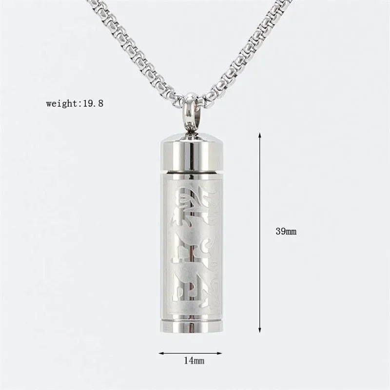 Vintage Stainless Steel Essential Oil Bottle Pendants Urn Wishing Bottle Necklace Religious Amulet Couple Party Jewelry