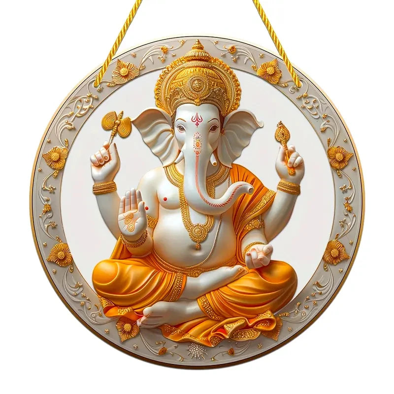 Vibrant Ganesha-The God of Wisdom Suncatcher,2D Round Translucent Hanging,home,room,Hinduism Religious Occasions&Festive Decor