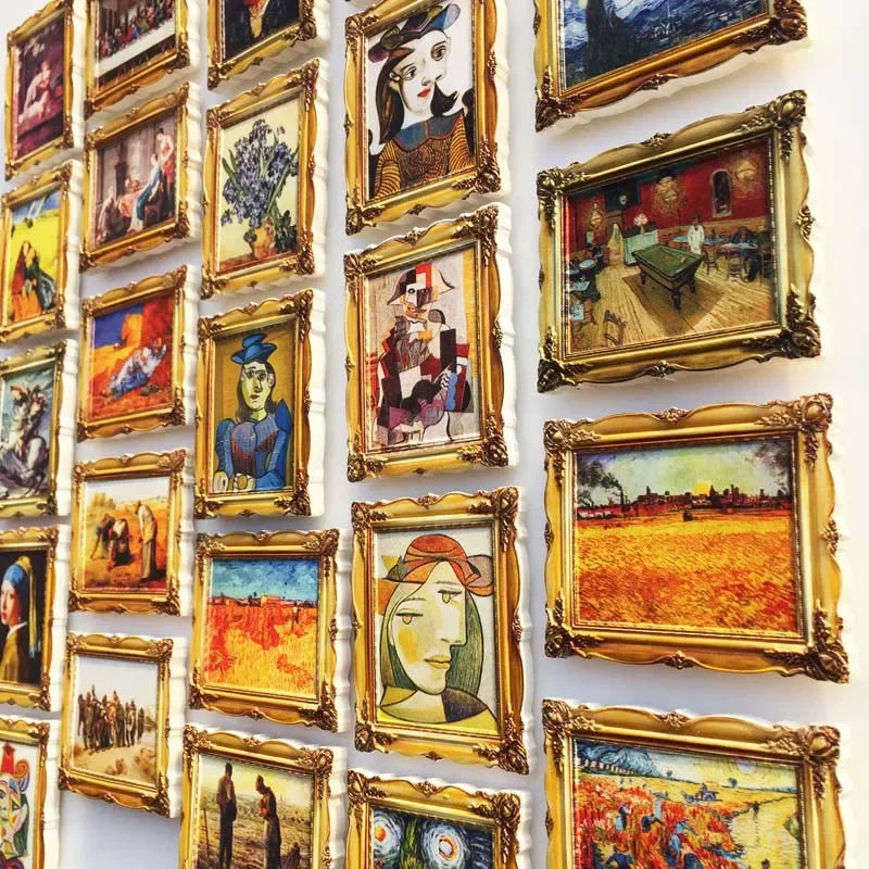 Van Gogh Picasso Oil Painting UV Photo Frame World Famous Paintings 3d Fridge Magnets Home Decoration Collection Gifts