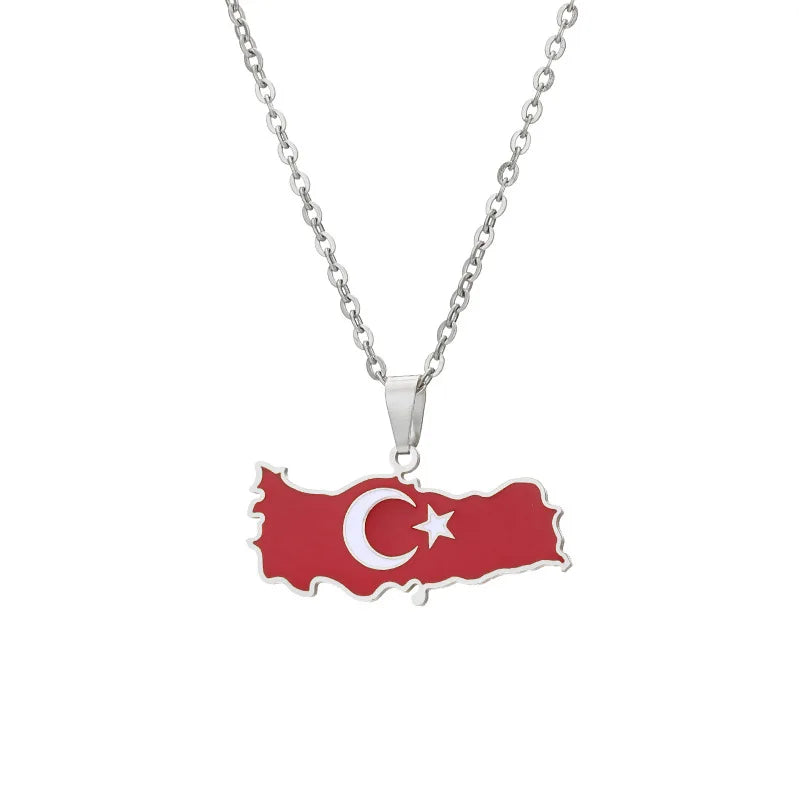 2024 new fashion stainless Gangerchi map pendant necklace temperament everything collarbone chain birthday anniversary gift