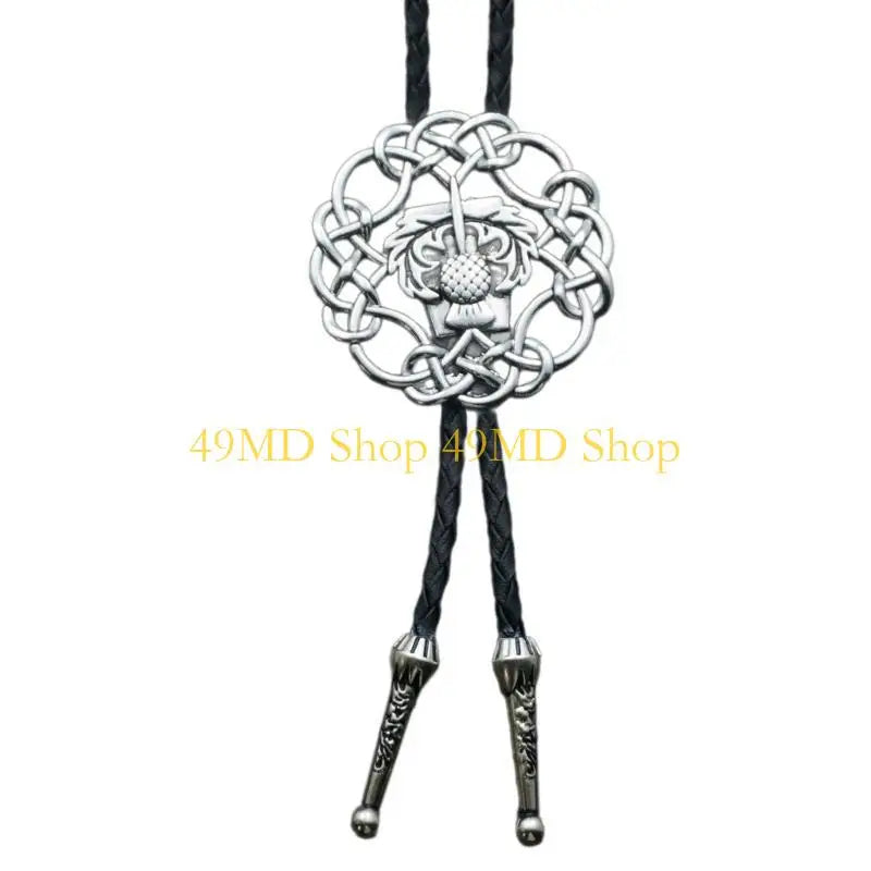 49MD Mens Gothic Western Bolo Tie Cowboy Necktie Metal Skull Moths Pedant Necklace