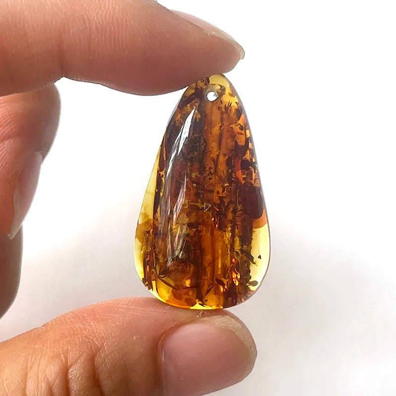 Yoowei Natural Piebald Amber 100% Genuine Unique Pendant Necklace Diy New Oval Water Drop Fashion Jewelry Original Reiki Stone