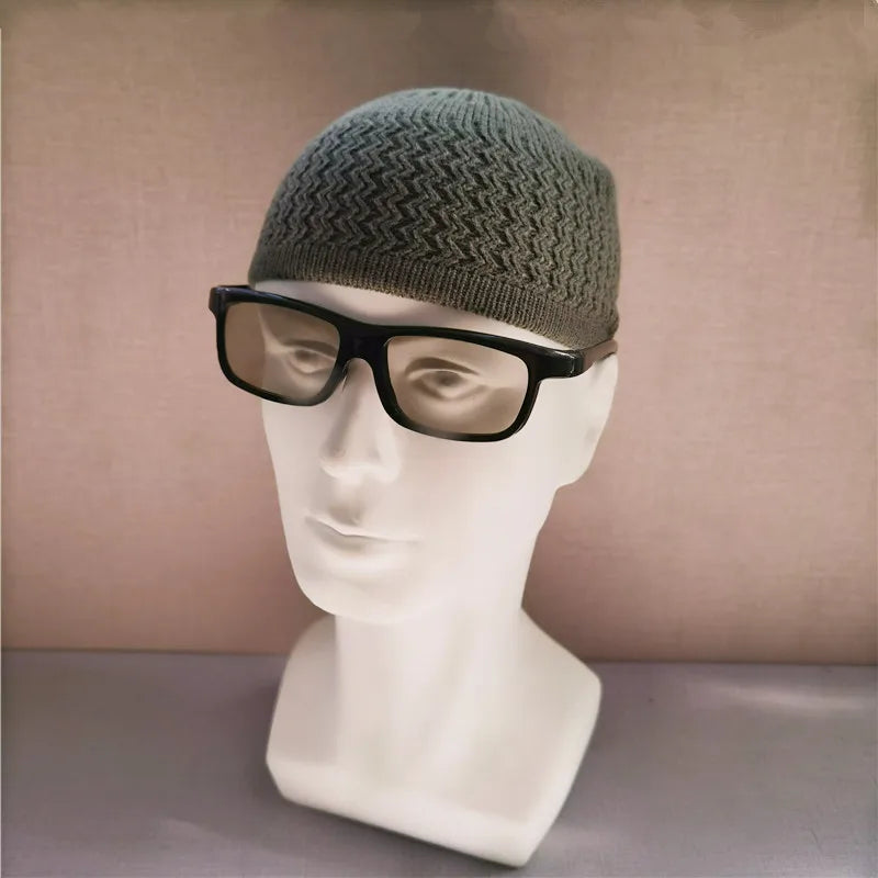 Winter Knitted Muslim Men Prayer Hats Unisex Beanies Cap Warm Islamic Ramadan Jewish Kippah Homme Hat Men's Wrap Head Caps