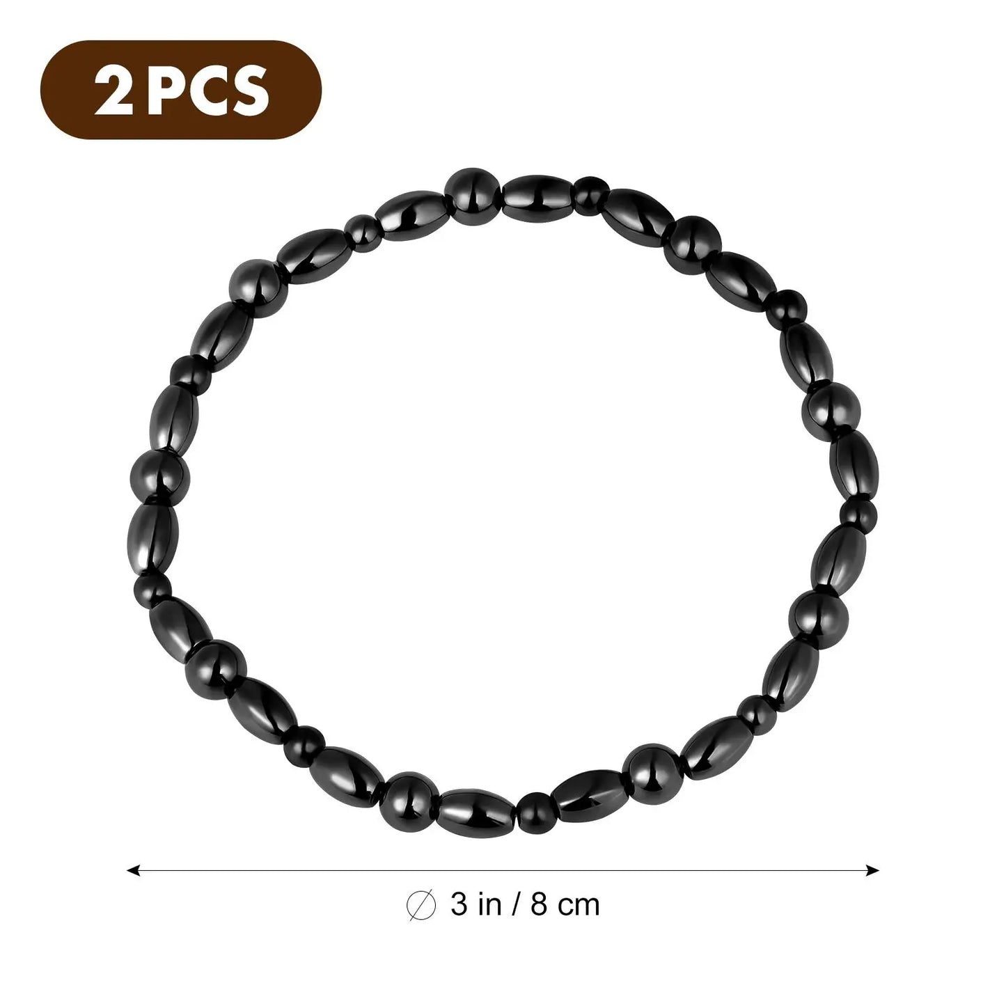 2Pcs Magnetic Anklet Bracelet Elastic Foot Chain Natural Stones for Women Men Gifts Versatile Fashion Accessories