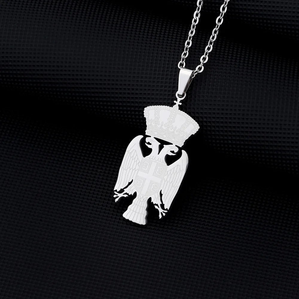 2024 new fashion stainless steel Republic of Serbia eagle pendant necklace temperament everything collarbone chain birthday anni