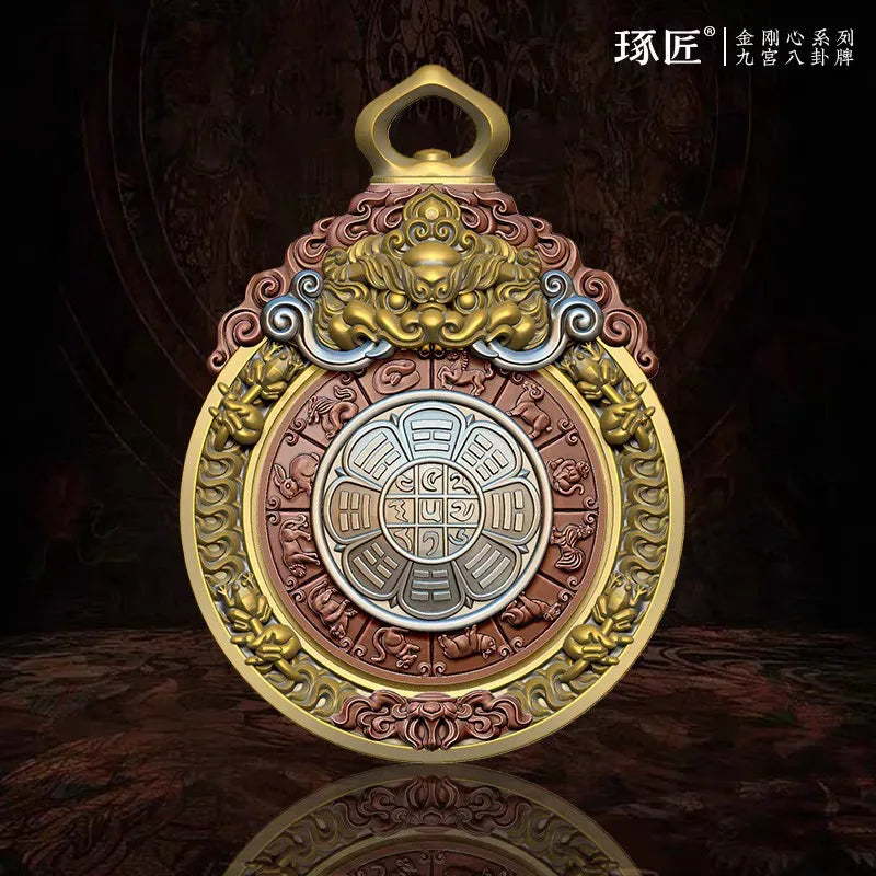 Vajra Heart Series Nine Palaces Bagua Brand Pendant Men's Copper Handle Parts Tibetan Rotable Jewelry Necklace Accessories