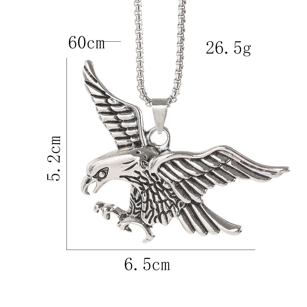 1pc Zinc Alloy Eagle Necklace Punk Style Metal Animal Necklace Fashion Men Women Jewelry Amulet Statement Jewelry Party Gift