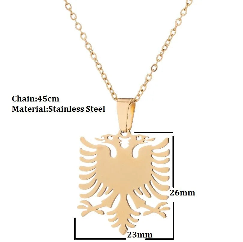 2024 New fashion stainless steel Albanian eagle pendant necklace temperament everything with cute animal collarbone chain access