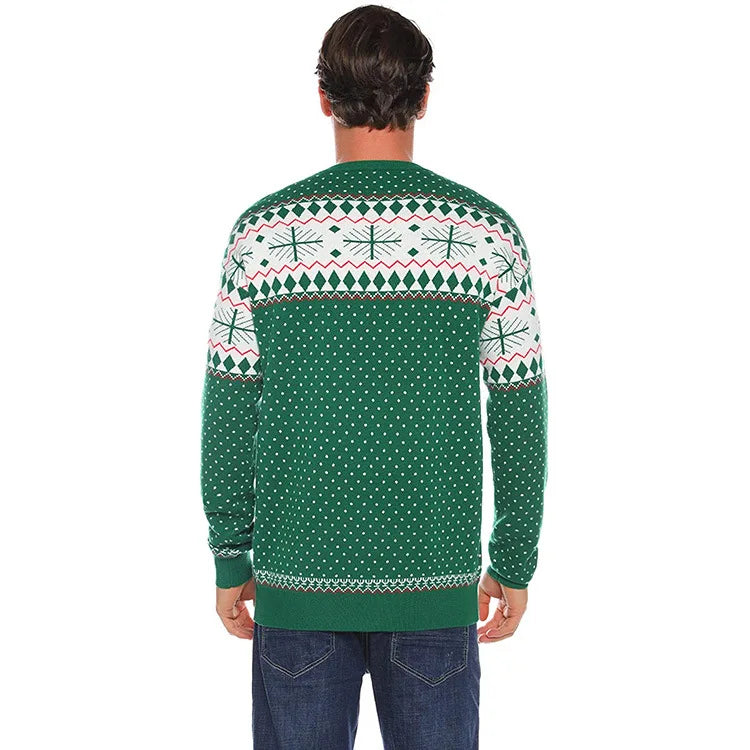 2025 New Christmas Matching Sweaters for Women Men Couples Knitwear Jacquard Elk Print Jumpers Full Sleeve Warm Soft Pullovers