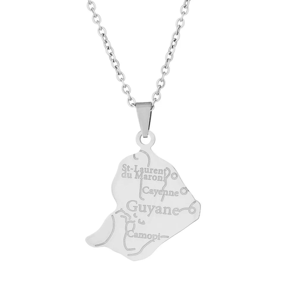2024 new fashion stainless steel French Guyana pendant necklace temperament everything collarbone chain birthday anniversary sma