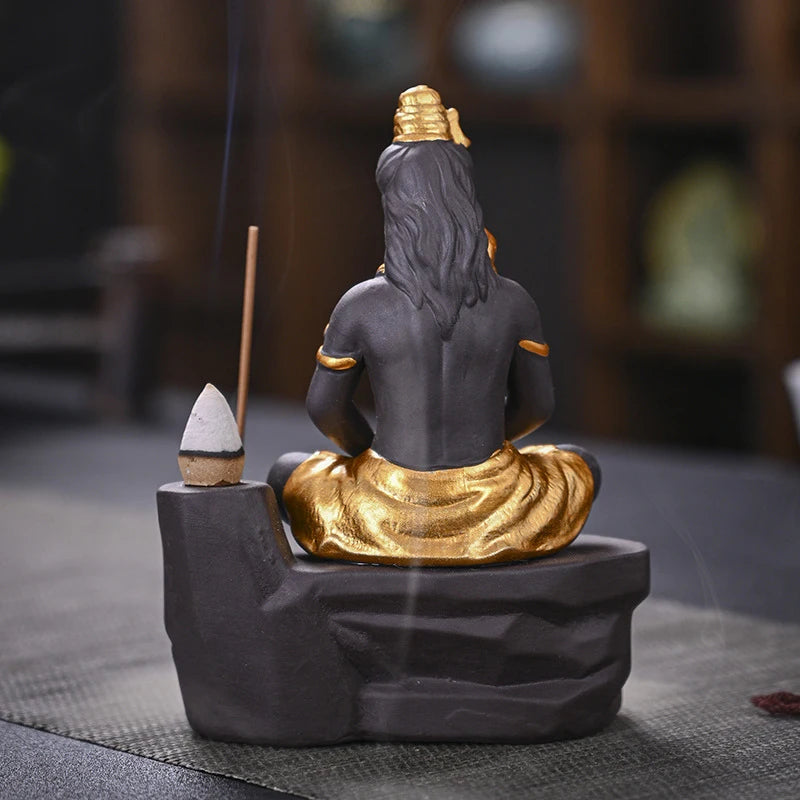 1pc Aromatherapy Stove Home Decoration Purple Sand Crafts Ornament Creative Shiva Buddha Statue Backflow