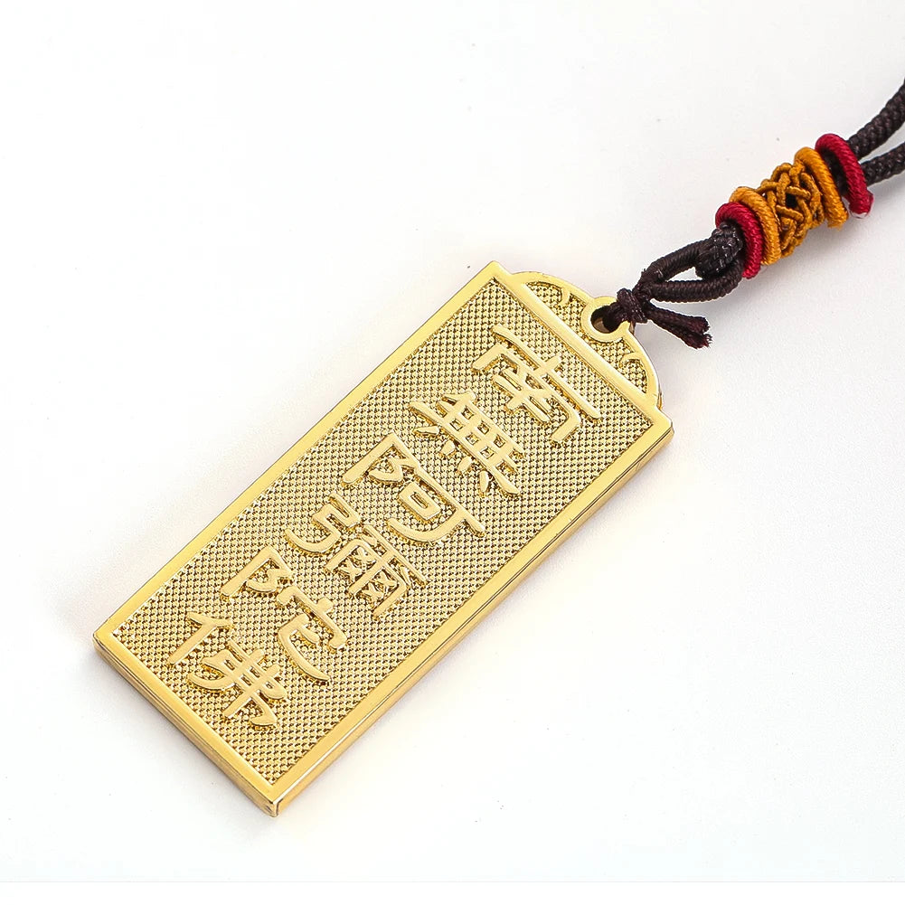 Vintage Namo Amitabha Buddha Pendant Necklace Metal Choker Lucky Amulet Auspicious Buddhism Jewelry Gift for Men Women
