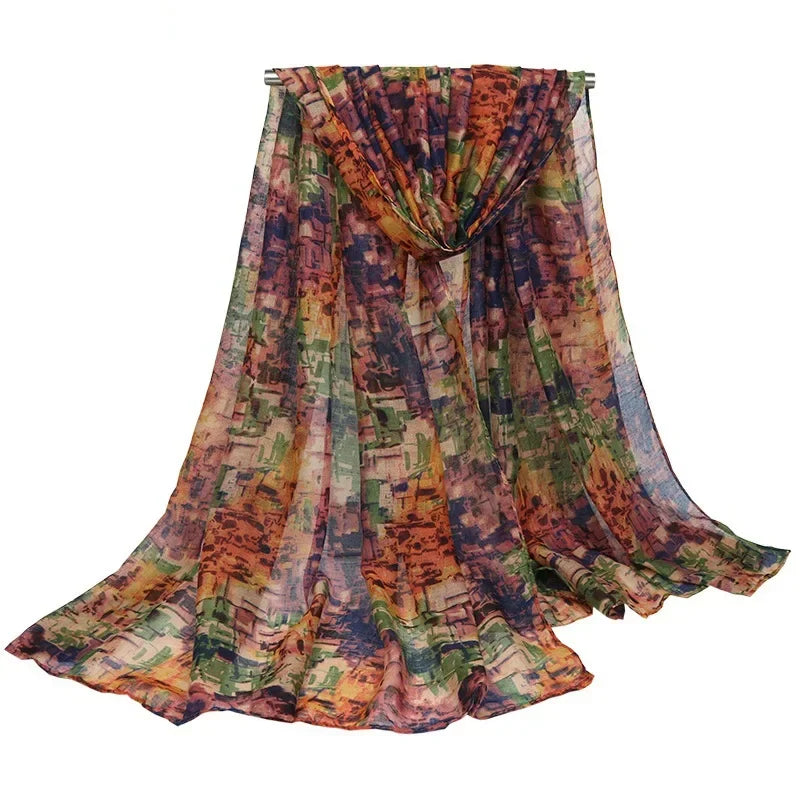 180cm*90cm Vintage Bali Yarn Scarf Mosaic Geometric Print ShawlSunscreen Head Wrap Outdoor Windproof Beach Towel