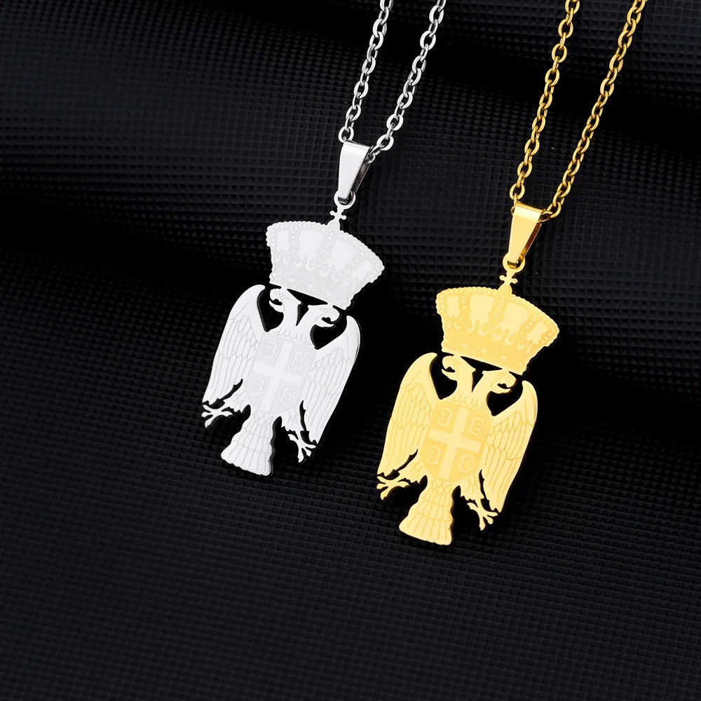 2024 new fashion stainless steel Republic of Serbia eagle pendant necklace temperament everything collarbone chain birthday anni
