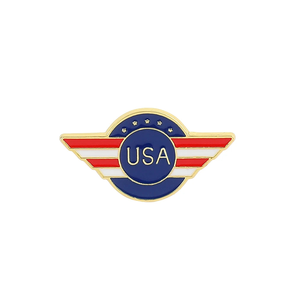 USA Flag Lapel Pin Cute Coat of Arms of United States American Map Flag National Emblem Brooch Button Badges Lapel Pins